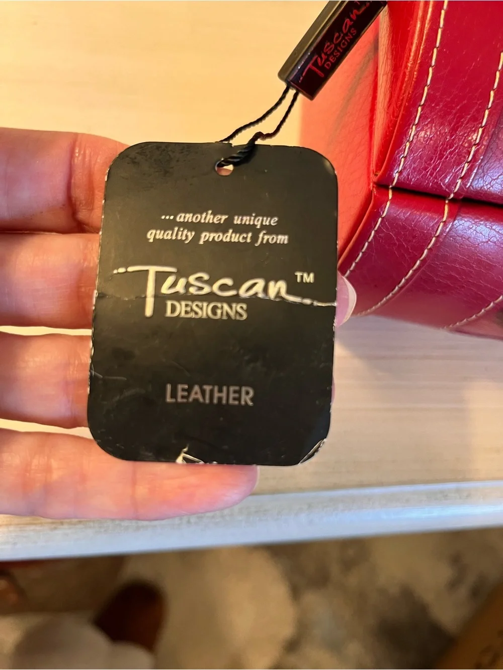 Tuscan Designs Jewelry Box Red Leather Purse Style NWT